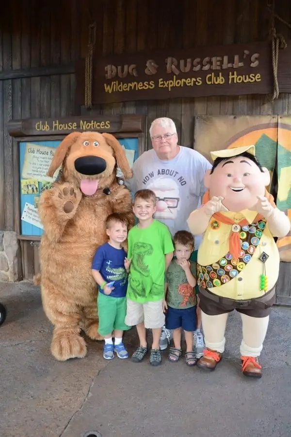 Children with characters from "Up" at Disney's Animal Kingdom Park
