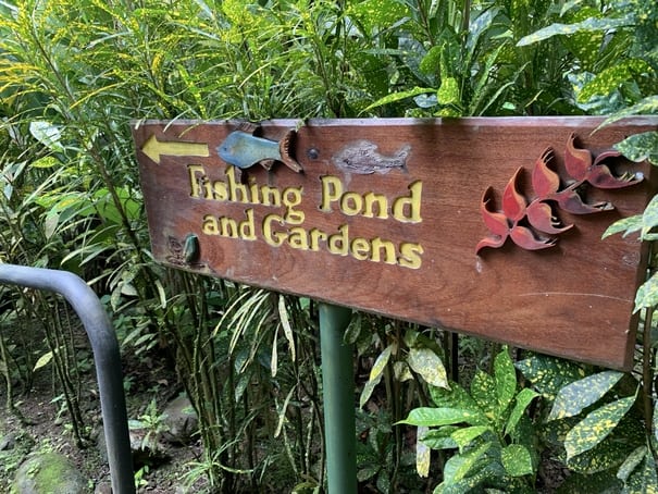 Sign for Fishing Pond at Canopy Safari in Costa Rica