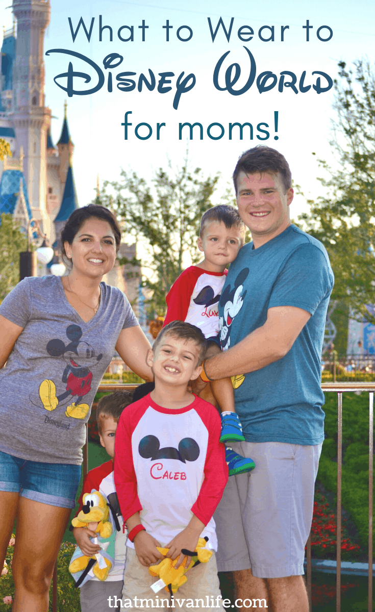Family in Mickey shirts at Magic Kingdom in Disney World