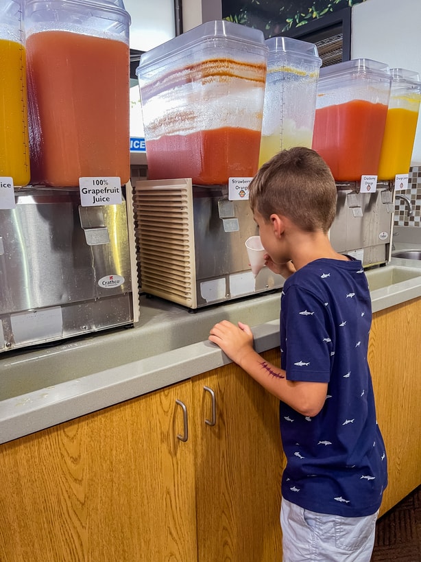 Boy sampling fresh squeezed juice at Sun Harvest Citrus in Fort Myers, FL. A great option for families looking for things to do in Fort Myers.
