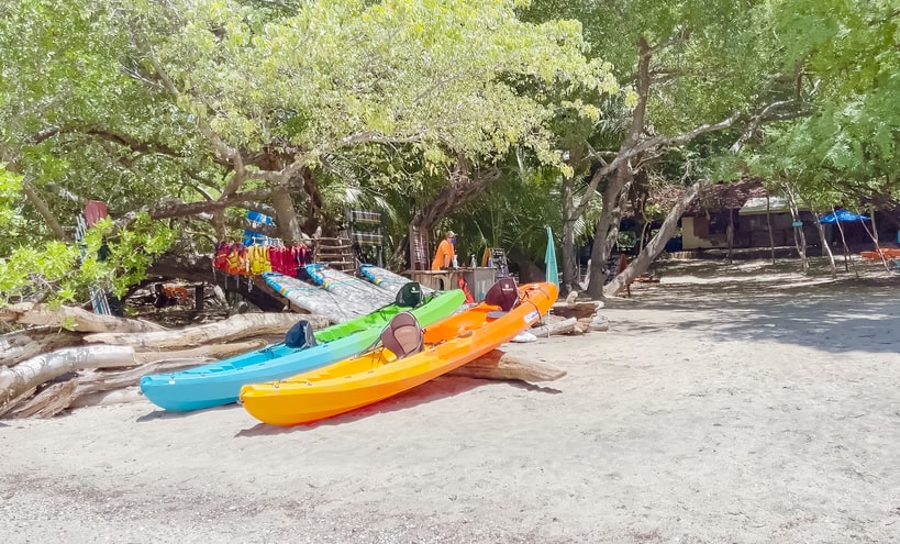 Kayaks on beach at Andaz Peninsula Papagayo