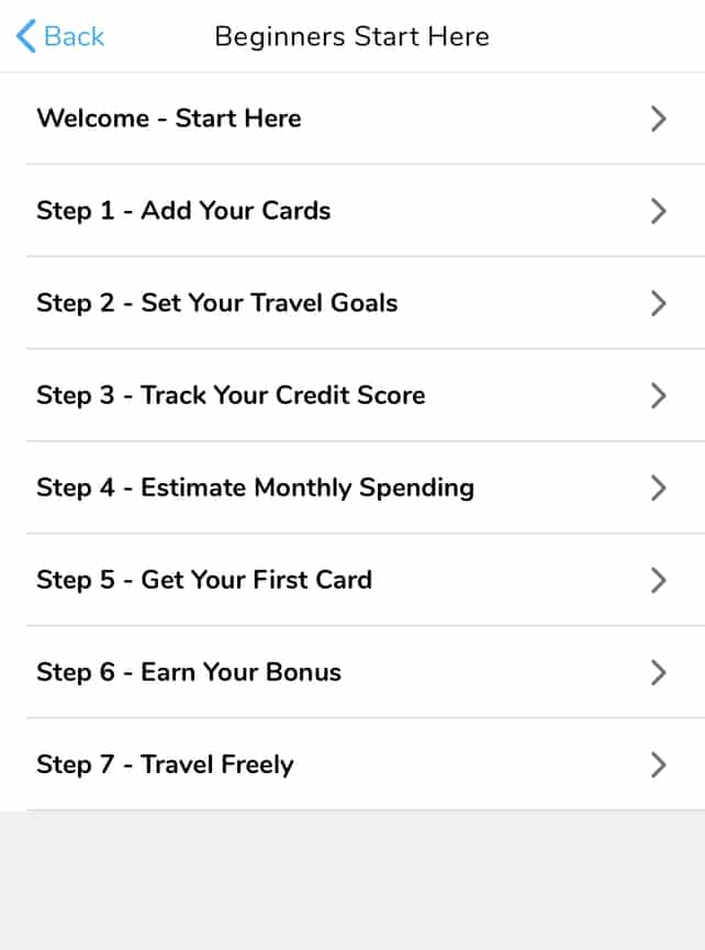 Points and Miles Travel Freely App beginner lessons