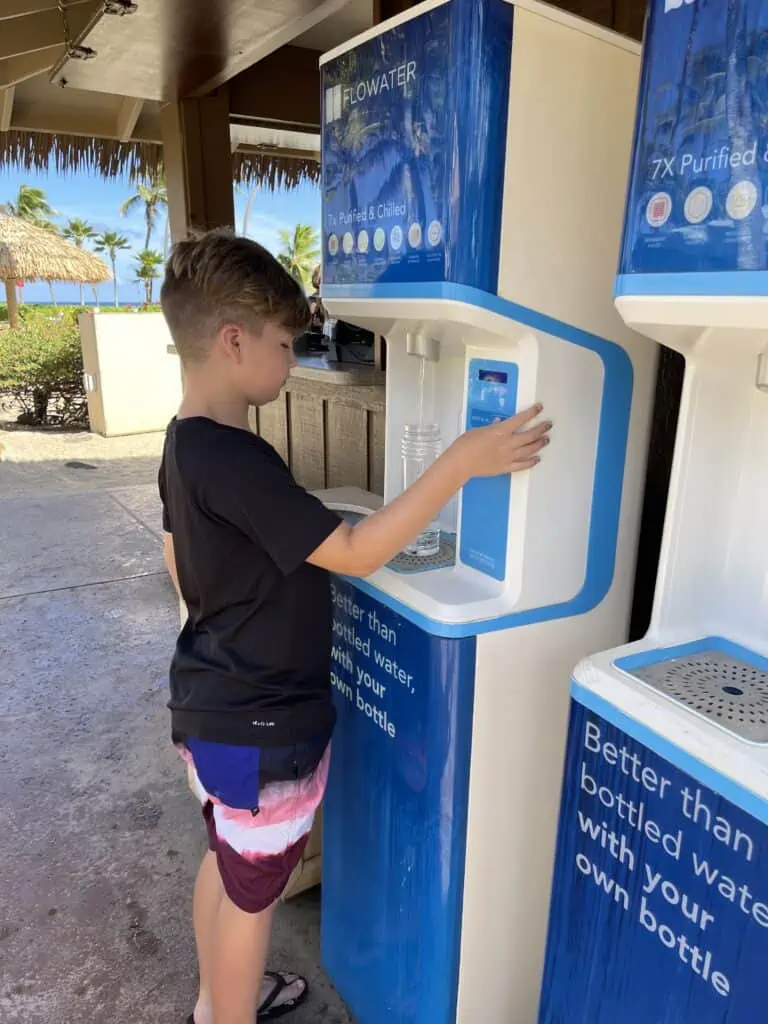 Free water stations to refill water bottles at Grand Hyatt Kauai.