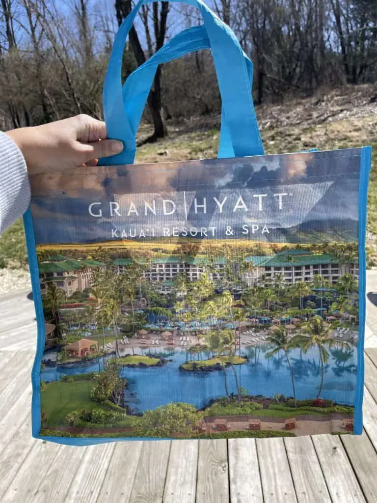 free tote bag for guests at the grand hyatt kauai