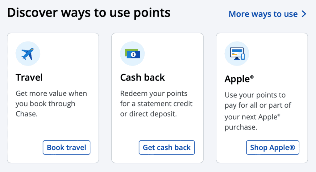 Ways to use points in Chase Travel portal