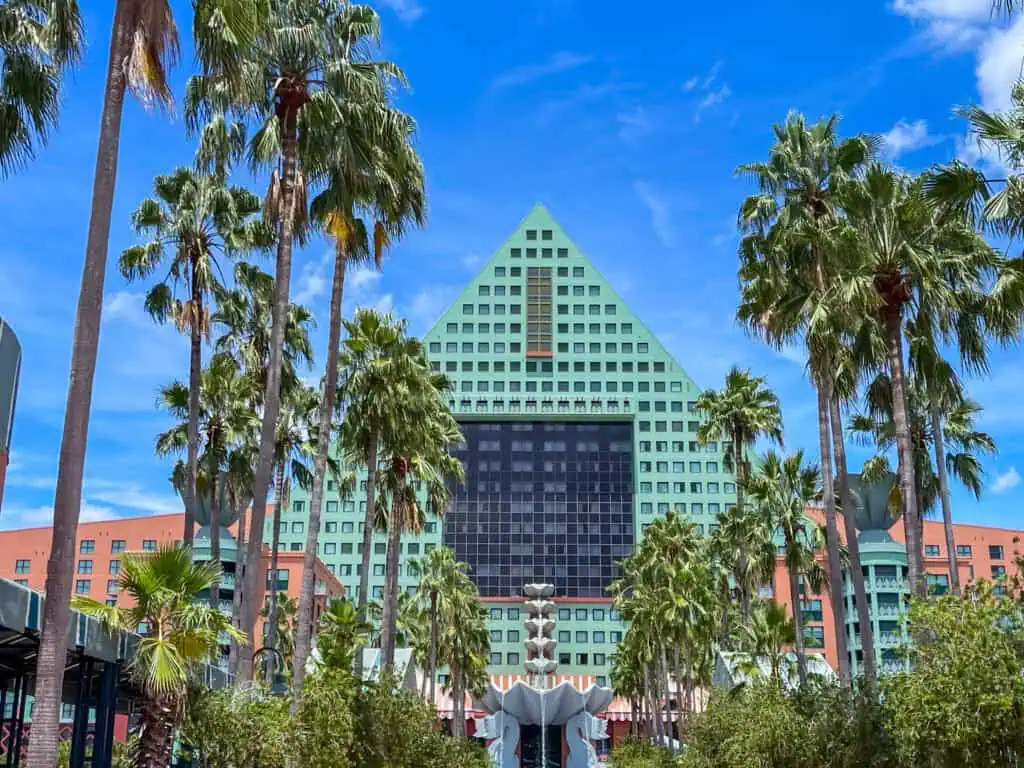 Exterior of Disney World's Dolphin hotel.