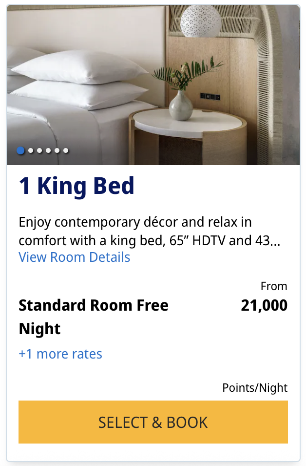 screenshot of hyatt award night pricing for King room at Hyatt Regency coconut point
