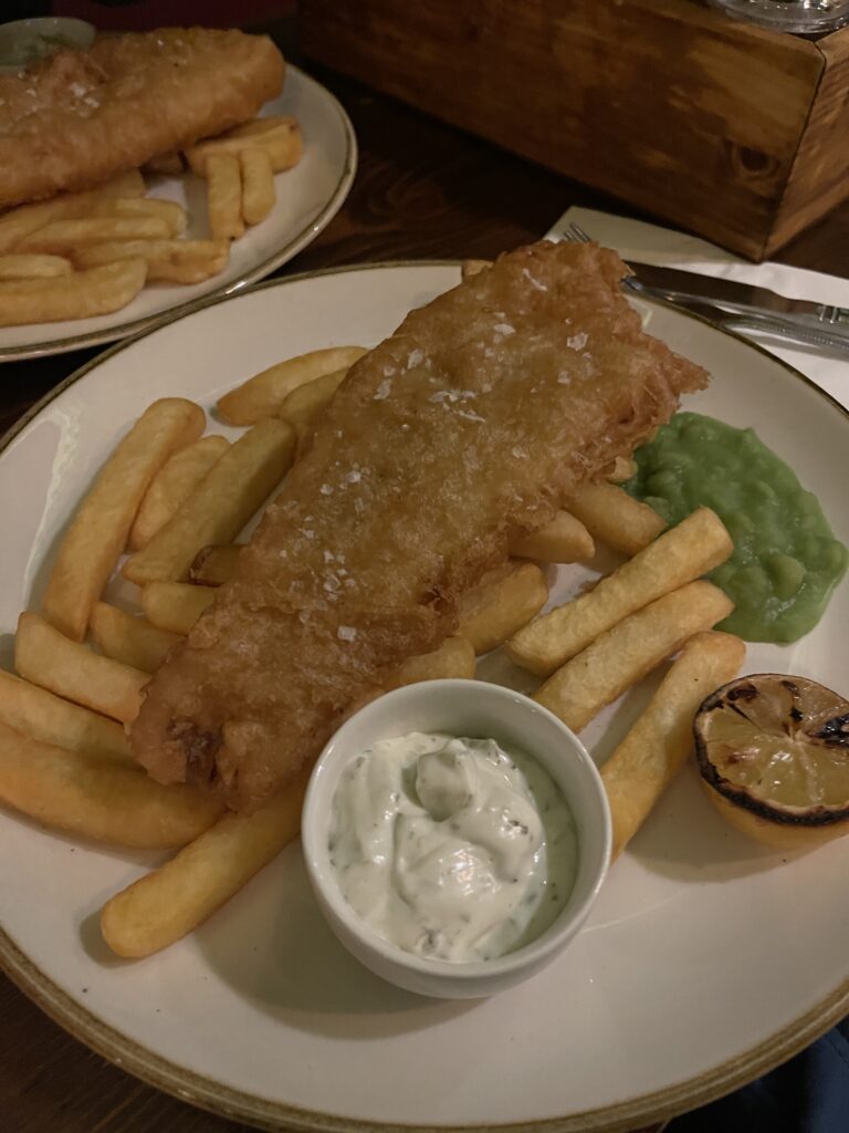 Blackfriars pub fish and chips in London.