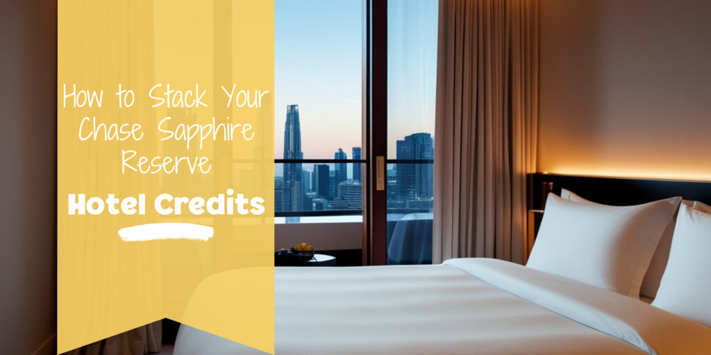 Blog banner with photo of hotel room and text that reads "How to Stack the Chase Sapphire Reserve Hotel Credits"
